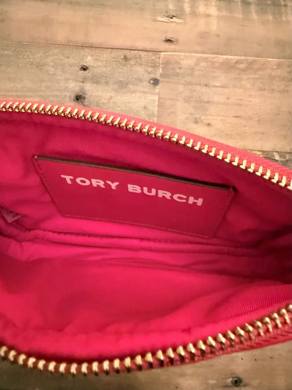 Tory Burch Red Stripe Jacquard Wristlet